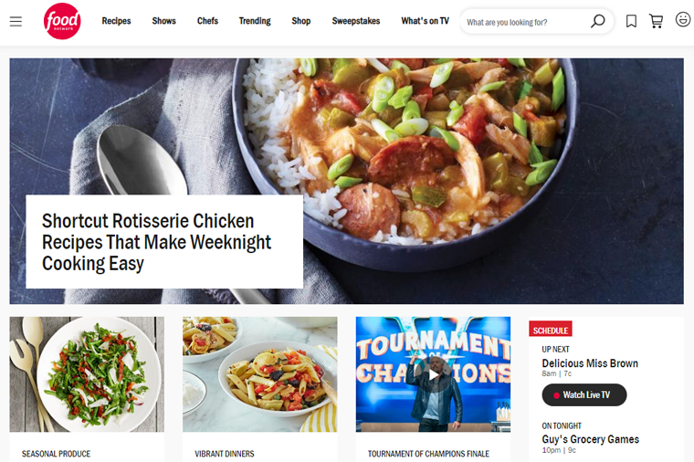 Food Network Magazine Website Example