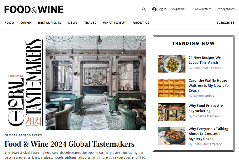 Food & Wine Magazine Website