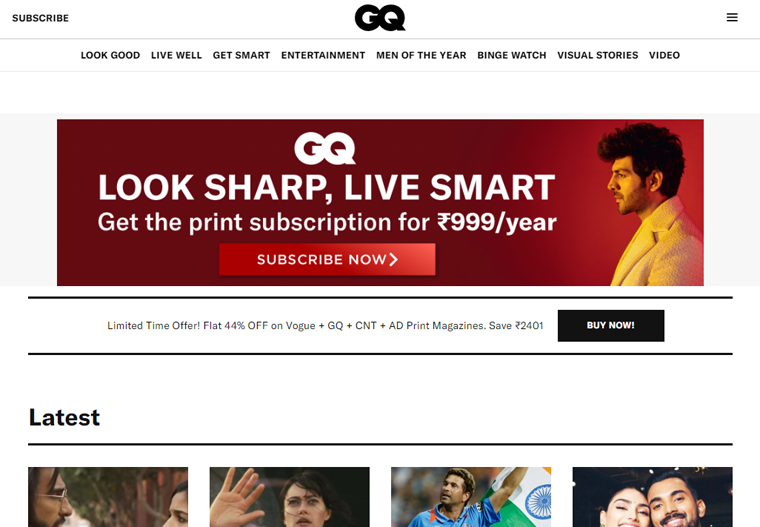 GQ Magazine Website Example