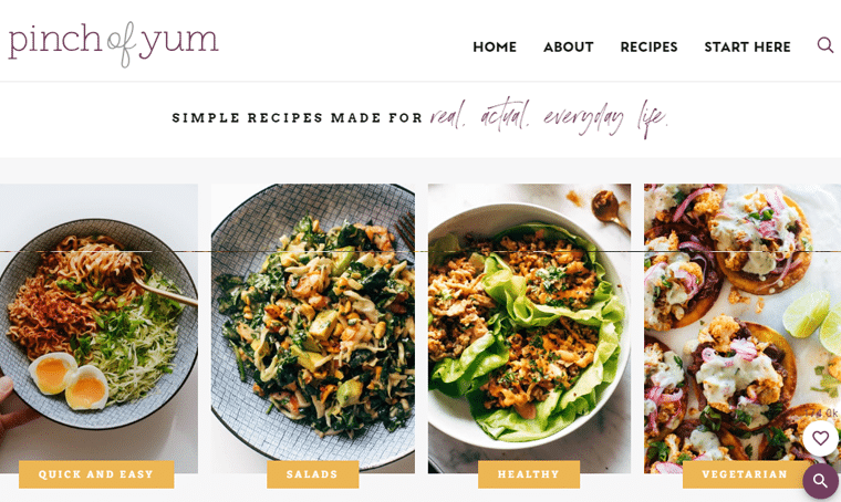 Pinch Of Yum Website Example