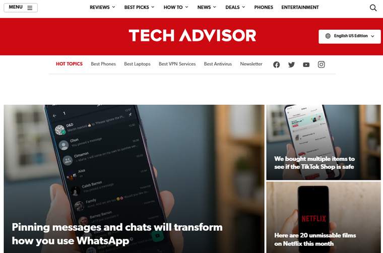 Tech Advisor Tech Magazine Website Example