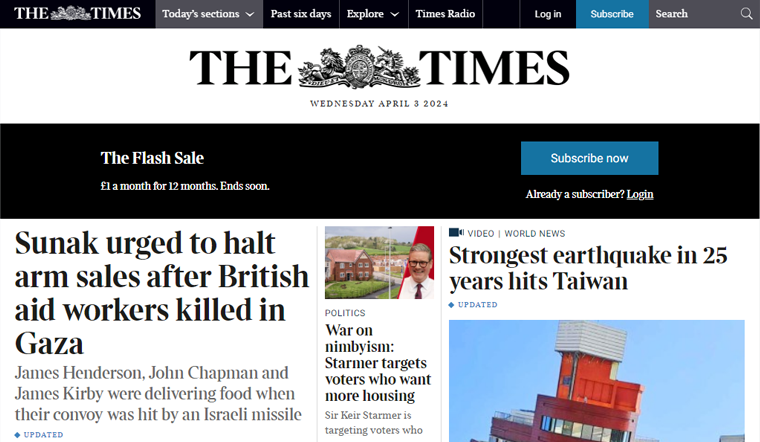 The Times News Magazine Website Example