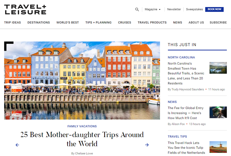 Travel + Leisure Magazine Website