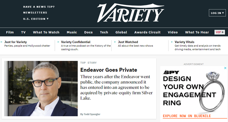 Variety Magazine Website