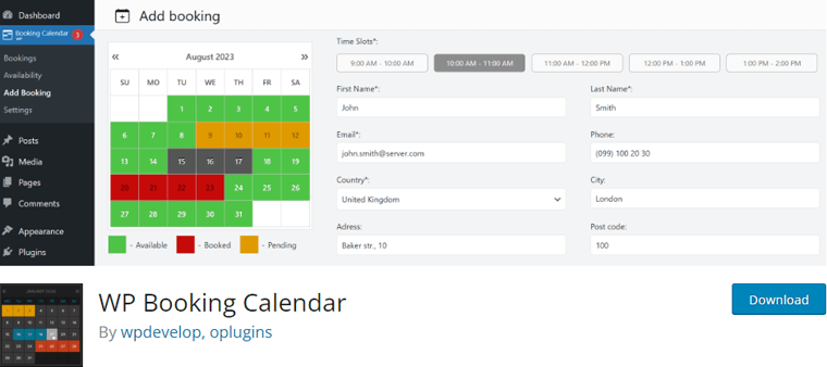 WP Booking Calendar WordPress Plugin
