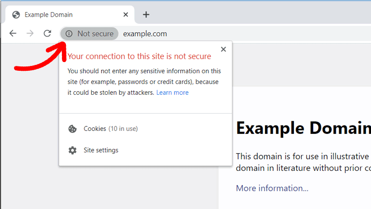 Not Secure Website Example