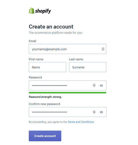 Creating Shopify Account