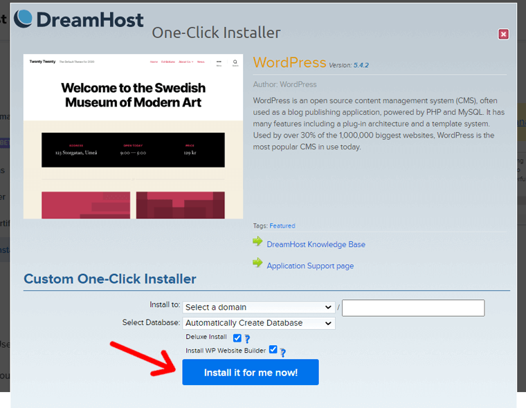 One-Click WordPress Installer on DreamHost