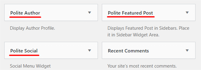 Custom Widgets by Polite WordPress Theme