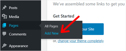 'Add New Page' Option in WordPress