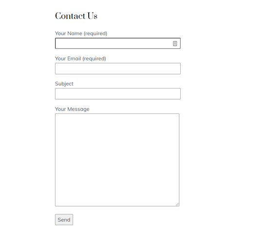 Contact Form Demo In WordPress