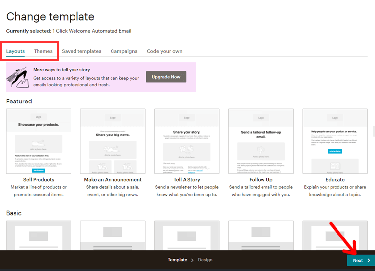 Change Template of Your Mailchimp Email 