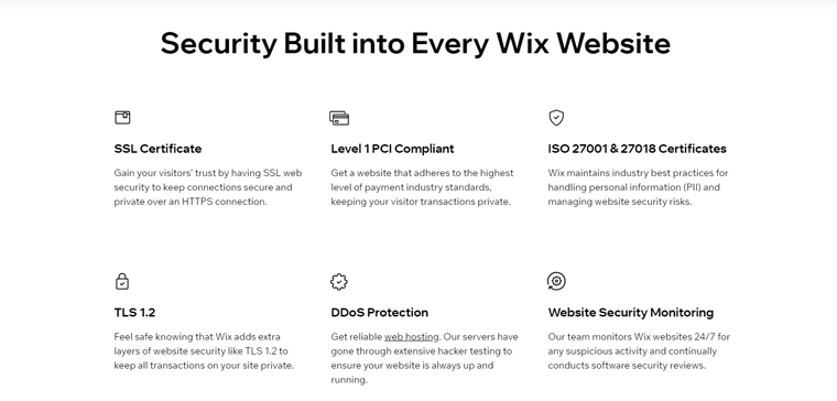 Wix Security Features