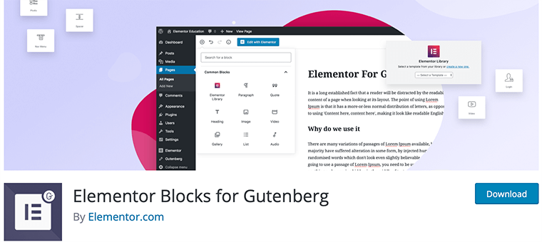 Elementor Blocks for Gutenberg