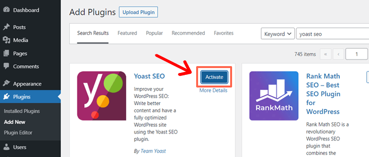 Click 'Activate' Plugin WordPress