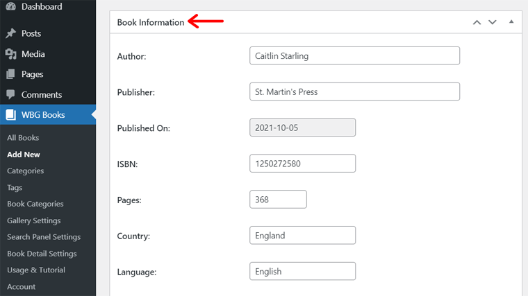 Adding Book Information in Books Library Review