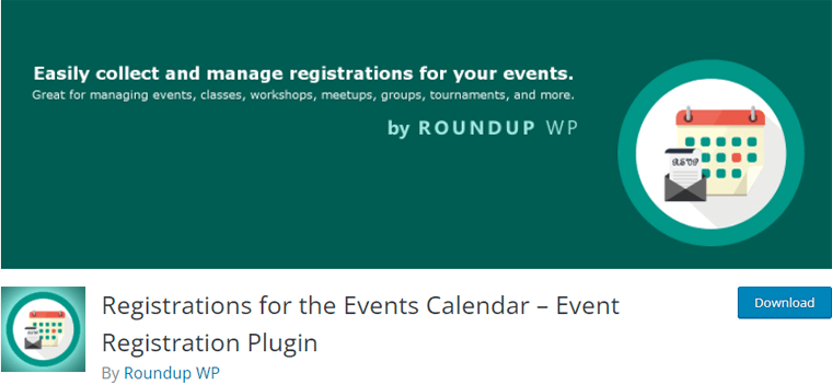 Registrations for the Events Calendar