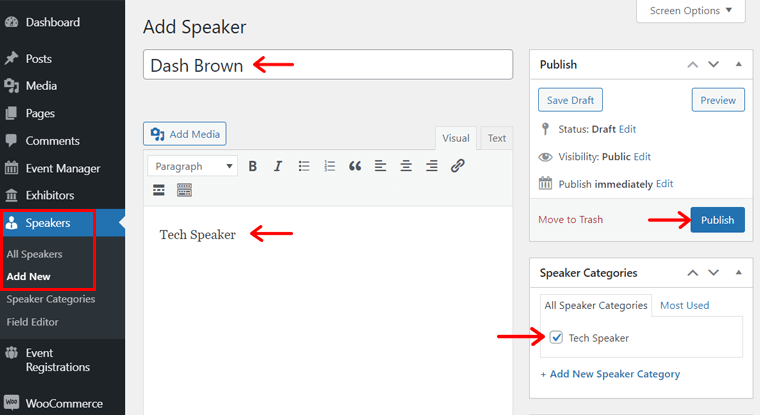 Adding a Speaker for Virtual Events