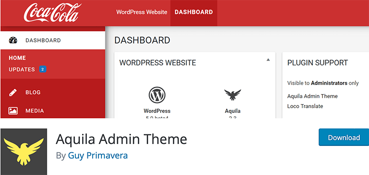 Aquila Admin Theme - WordPress Dashboard Plugin