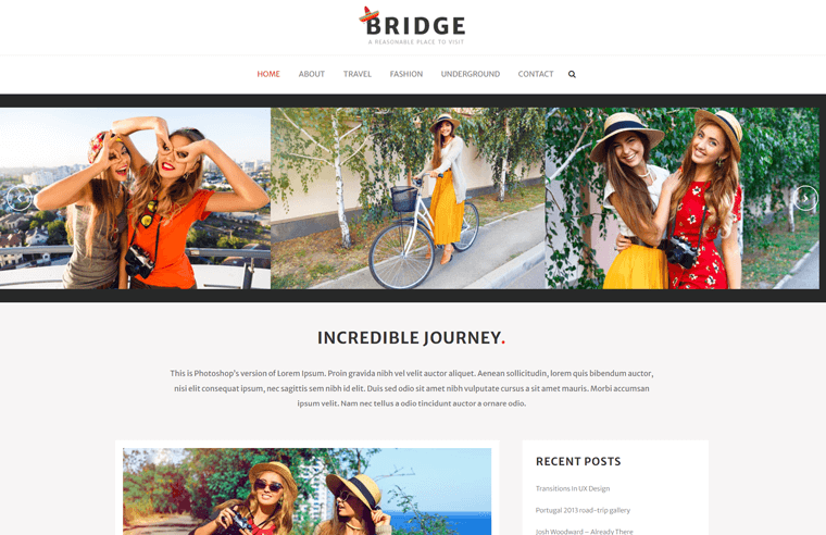 Bridge Travel Blog WordPress Theme