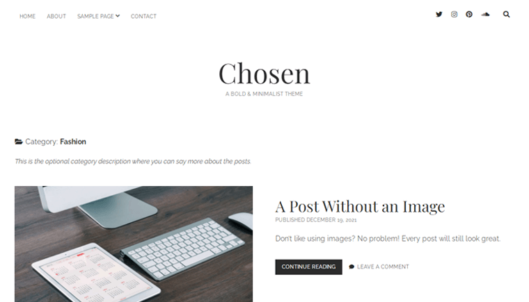 Chosen WordPress Blog Theme