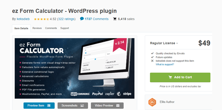 ez Form Calculator-WordPress calculator plugins