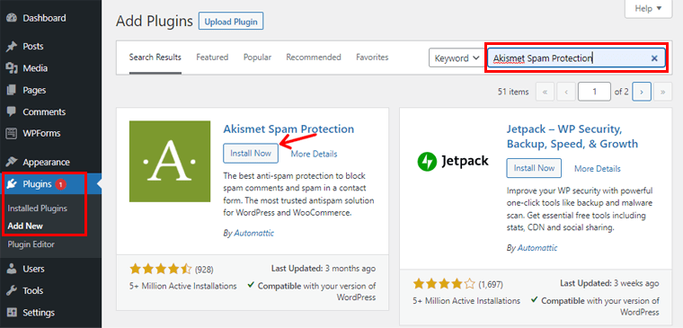 Install Akismet Spam Protection