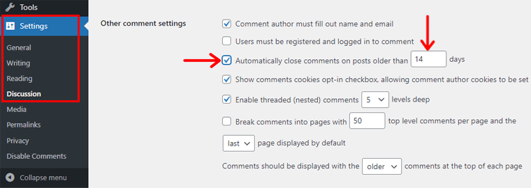 Other Comment Settings