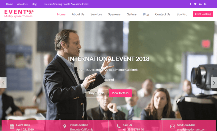 Event Star-free WordPress themes for event websites