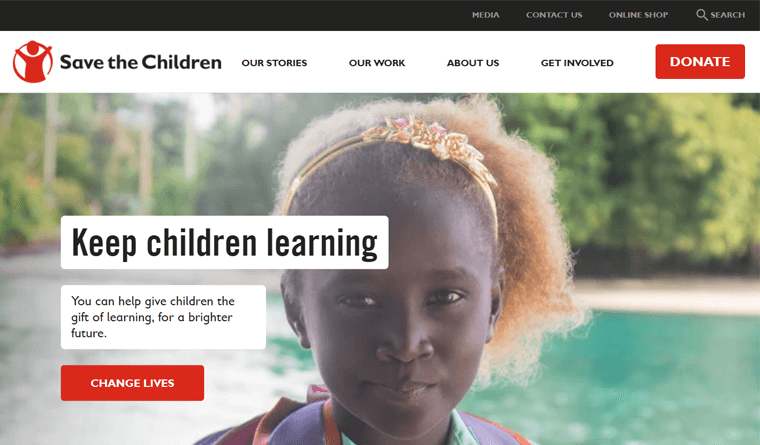 Save The Children - Non-profit/Charity Website Example