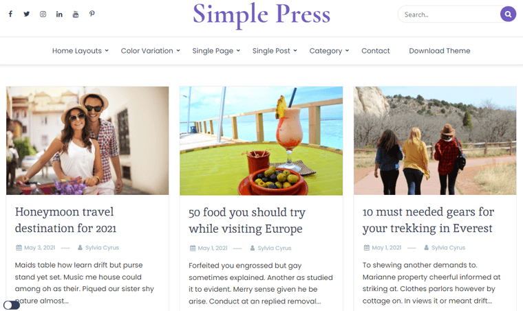 Simple Press-WordPress Grid Themes