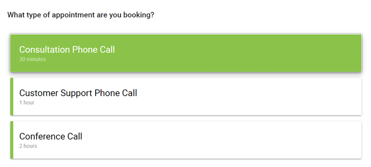 Appointment Select for Booking