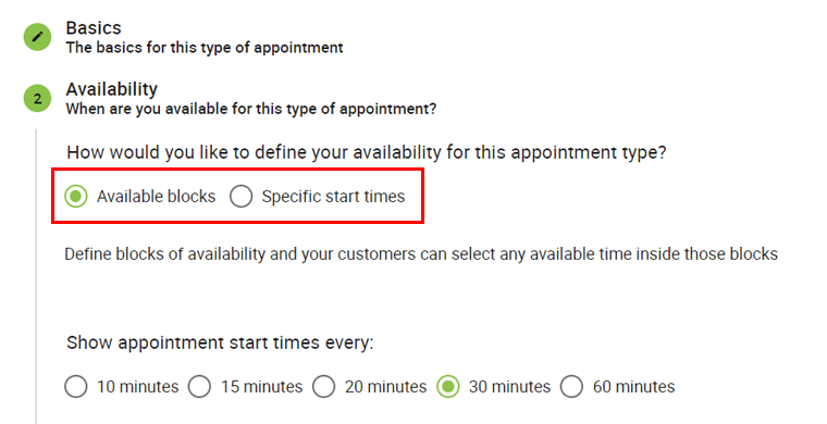 Choose the Availability Type - Simple Schedule Appointments