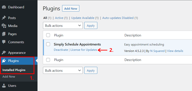 License for Updates - Simply Schedule Appointments