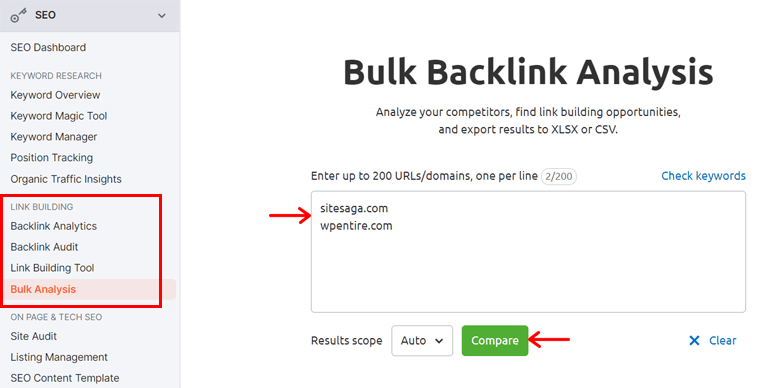 Bulk Backlink Analytics