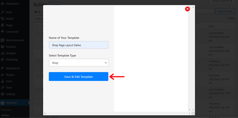 Click on Save and Edit Template Option