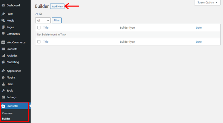Go to ProductX Builder & Click on Add New Option