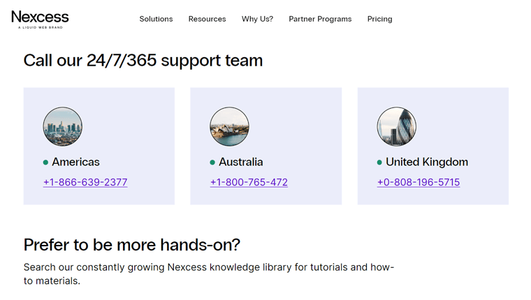 Nexcess Support Page