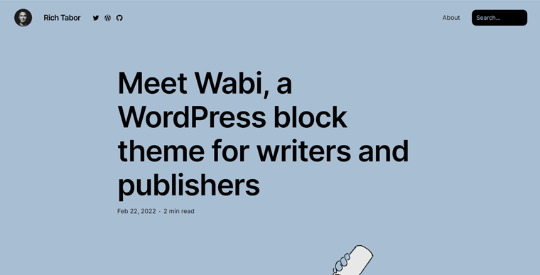 Wabi WordPress Block Theme for Writers and Publishers