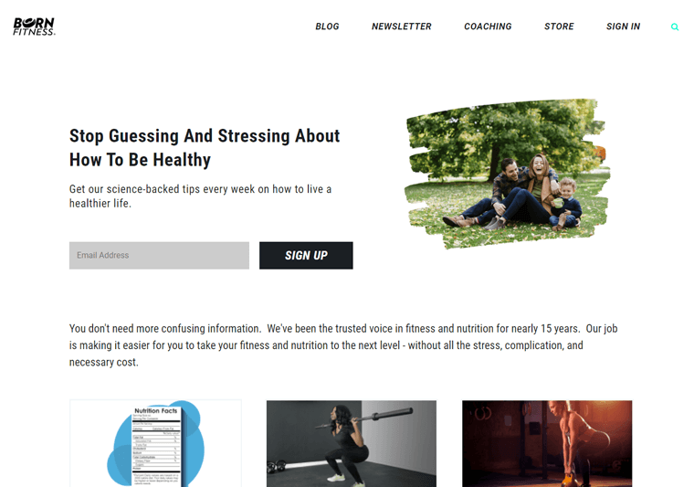 Born Fitness Blog- Website Examples