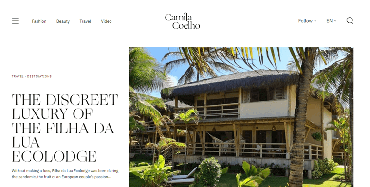 Camila Coelho Fashion Beauty and Travel Blog Website