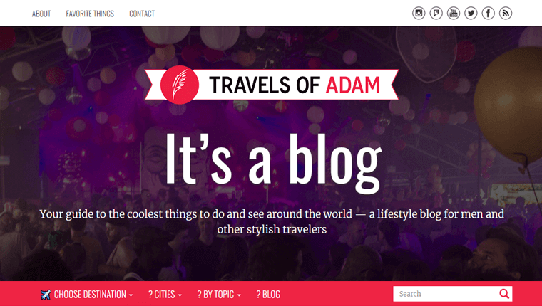 Travel Of Adam Blog Website Example
