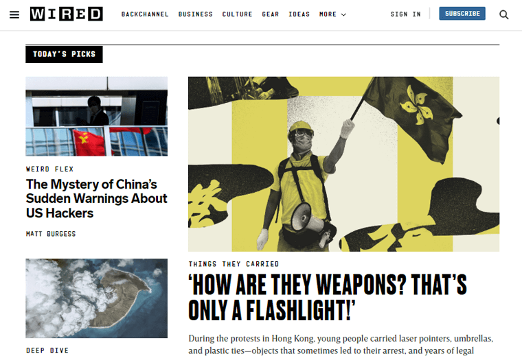 Wired News Blog Website Example