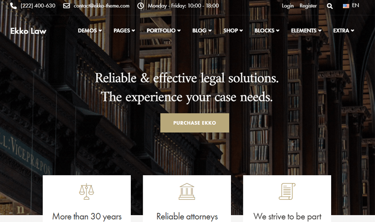 Ekko WordPress Multipurpose Theme - Best for a Lawyer