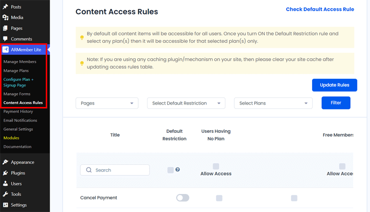 Content Access Rules for Content Restriction