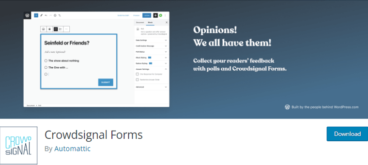 Crowdsignal Forms WordPress Survey Plugins