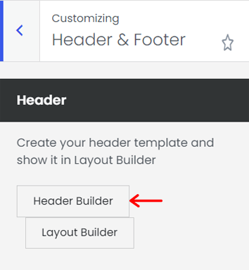 Select Header Builder Option