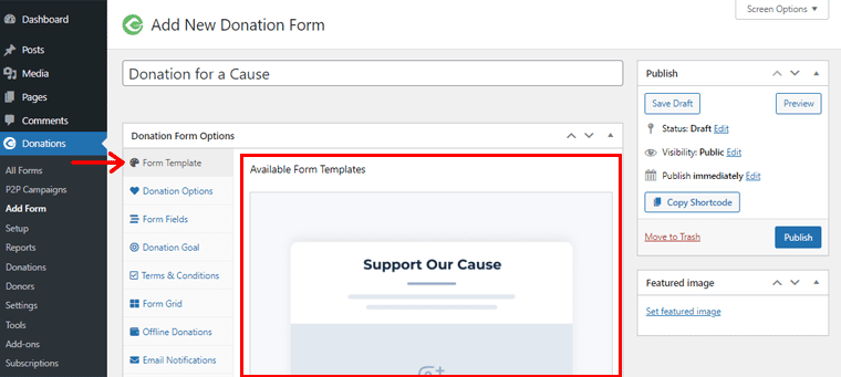 Choose from the Available Form Templates