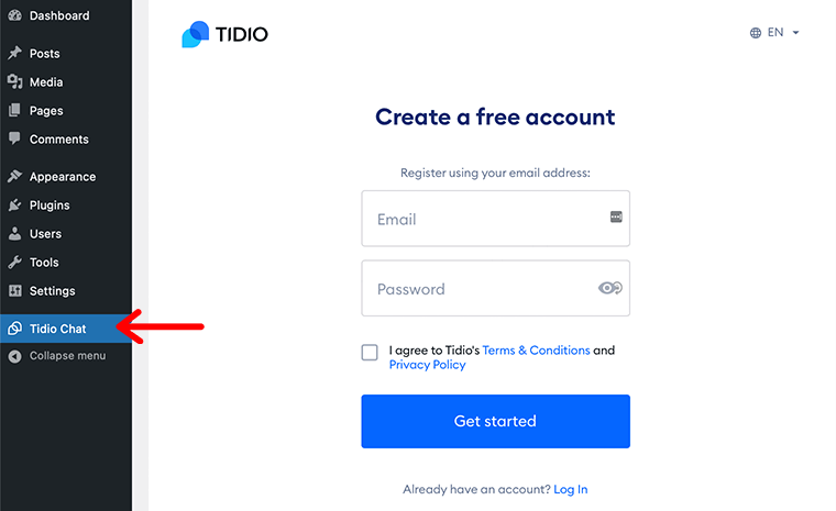 Create Free Tidio Account