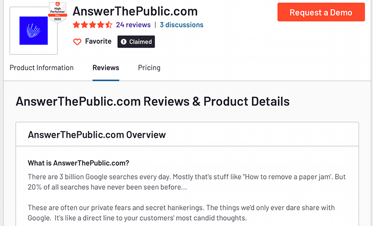 AnswerThePublic G2 Reviews